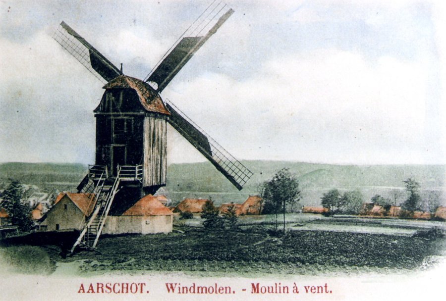 Foto van <p>Bergmolen<br />Orleanstorenmolen</p>, Aarschot, Prentkaart. Verzameling Ons Molenheem | Database Belgische molens